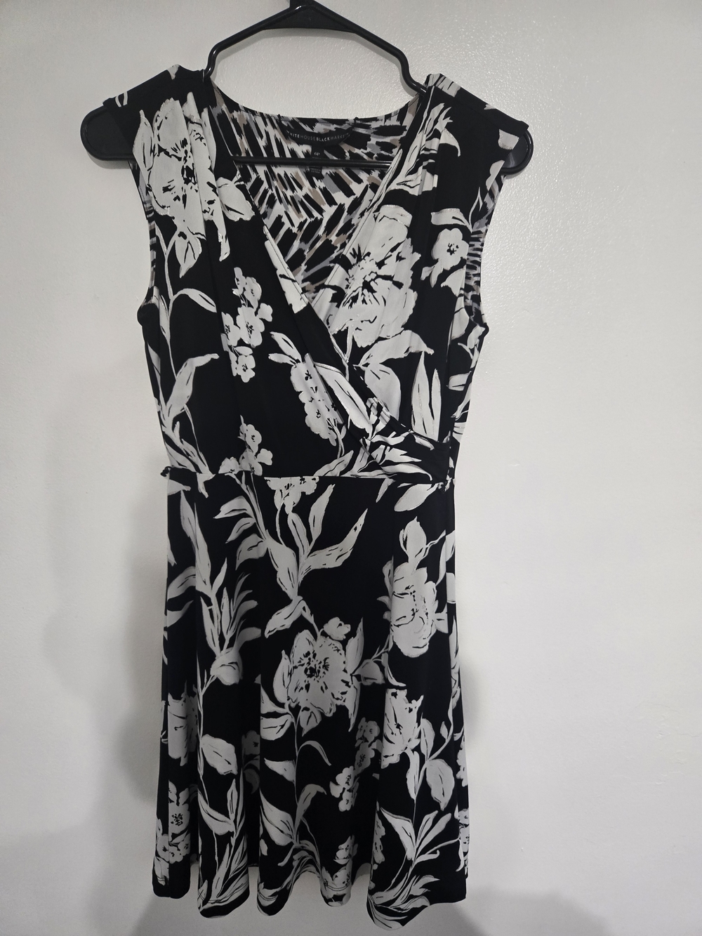 Black and White Floral Wrap Dress - Women